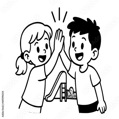 icon of two litlle children giving high five