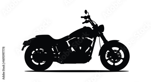 a sleek black motorcycle silhouette stands out boldly against white