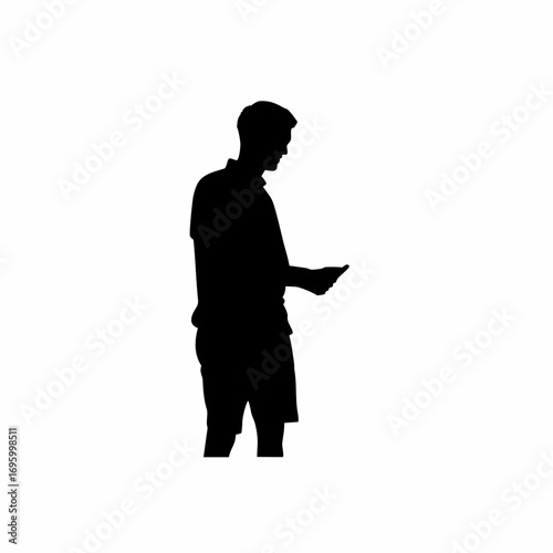 Silhouette of a student learning online safety on a white background