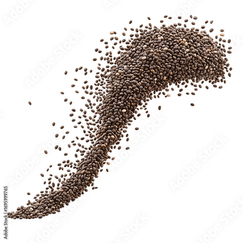 Flying chia seed isolated on transparent background