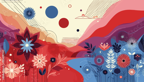 Vibrant Surreal Landscape with Abstract Waves in Synthwave Style