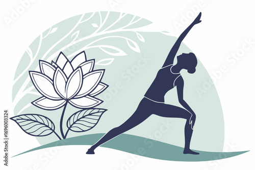 Yoga pose silhouette with lotus, dual color sticker