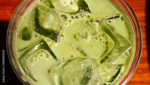 Iced matcha latte. Refresh drink.