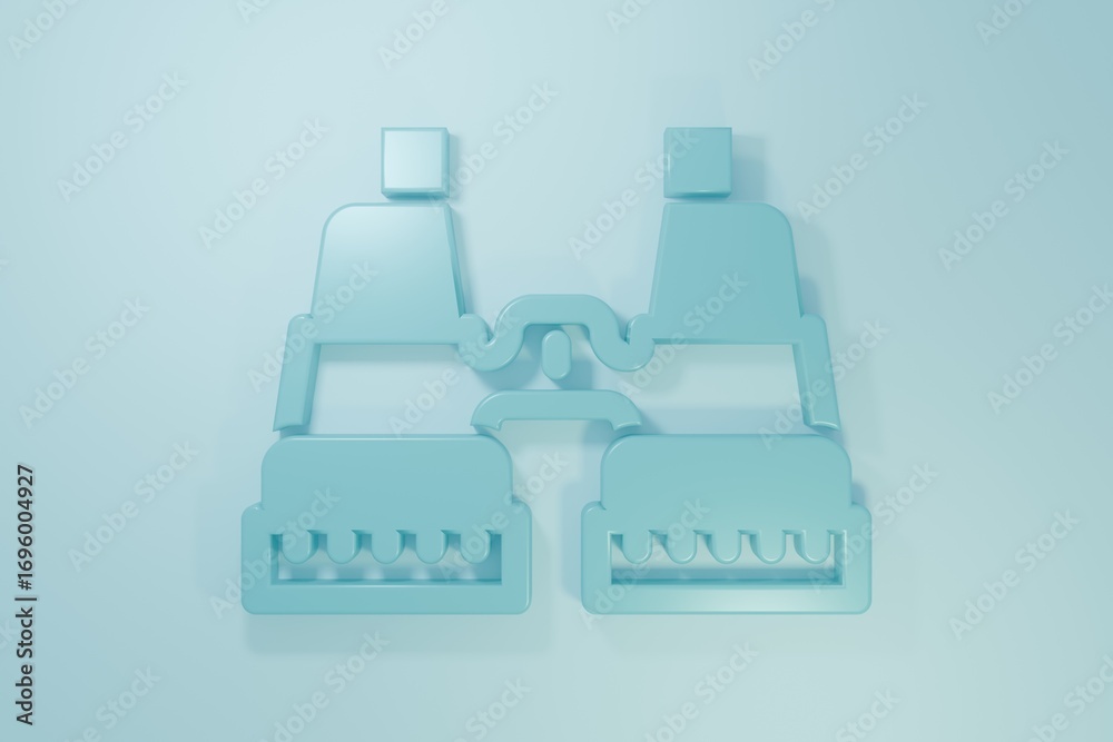 Blue Binoculars icon isolated on blue background. Find software sign. Spy equipment symbol. Minimalism concept. 3D render illustration Blue Binoculars icon isolated on blue background. Find software sign. Spy equipment symbol. Minimalism concept. 3D render illustration