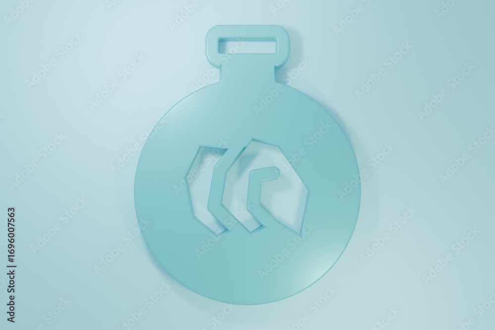 Obraz premium Blue Exhibition with various minerals, rocks and crystals icon isolated on blue background. Minerals exhibition, mineralogy, geology expo or museum. Minimalism concept. 3D render illustration
