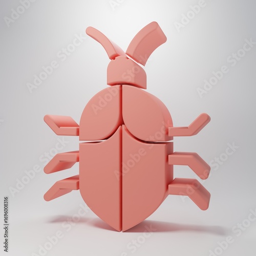 Pink System bug concept icon isolated on pink background. Code bug concept. Bug in the system. Bug searching. Minimalism concept. 3D render illustration