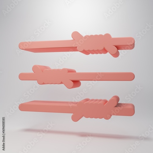 Pink Barbed wire icon isolated on pink background. Minimalism concept. 3D render illustration