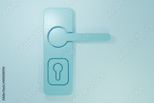 Blue Door handle icon isolated on blue background. Door lock sign. Minimalism concept. 3D render illustration