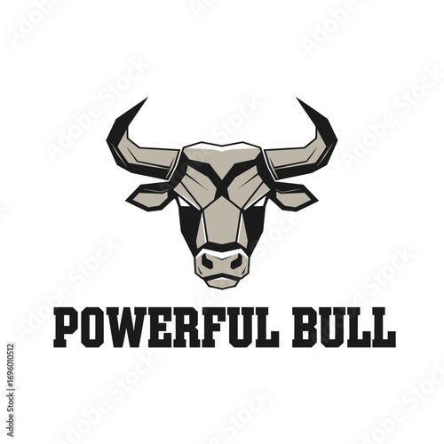 Powerful bull animal, logo design illustration