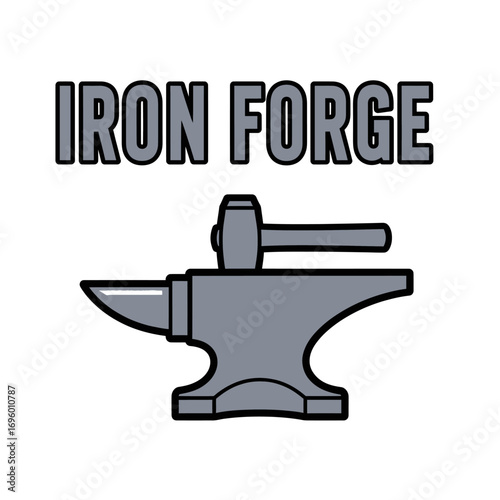 Iron metal forge blacksmith steel, logo design illustration
