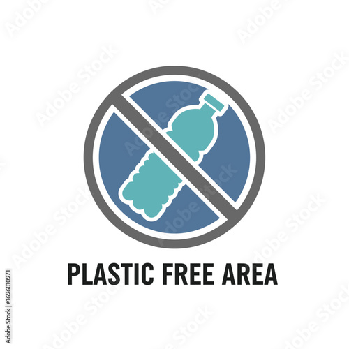  Prohibited throw away plastic materials, logo design illustration