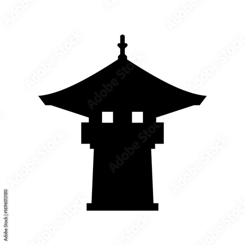 Vector shrine silhouette illustration of traditional temple building perfect for religious or cultural design projects