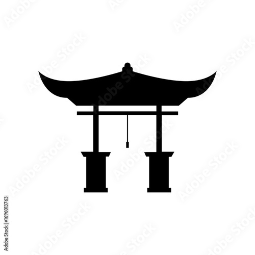 Vector shrine silhouette illustration of traditional temple building perfect for religious or cultural design projects