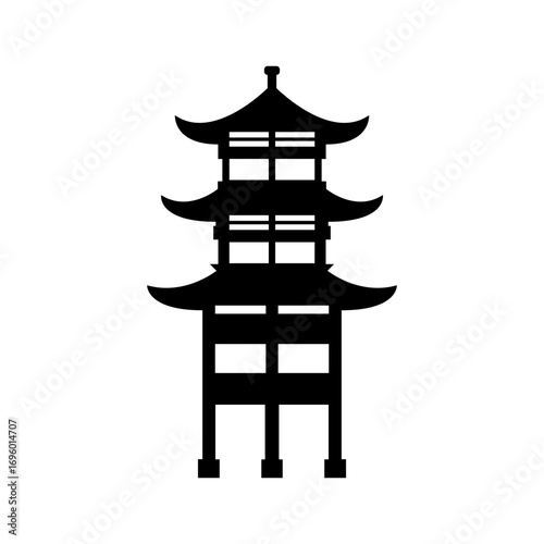 Vector illustration shrine silhouette traditional temple building simple flat style for travel poster background and cultural design
