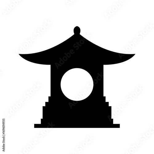 Vector illustration of shrine silhouette Japanese temple building isolated minimal design cultural landmark for travel poster or background decoration