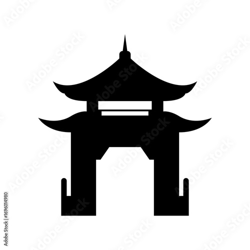 Vector illustration of shrine silhouette Japanese temple building isolated minimal design cultural landmark for travel poster or background decoration