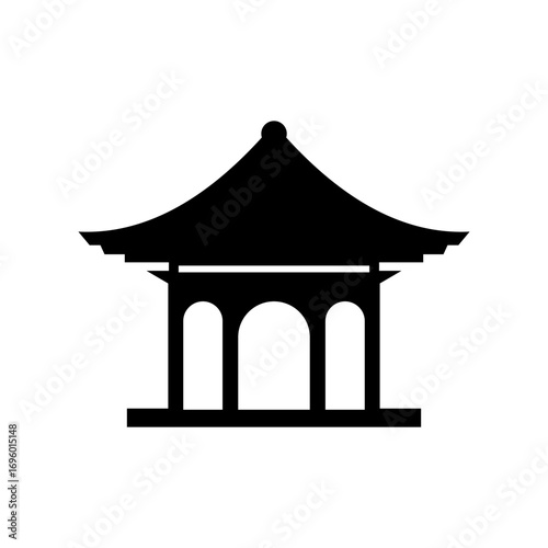 Vector shrine silhouette illustration of traditional temple building perfect for religious architecture and cultural heritage design