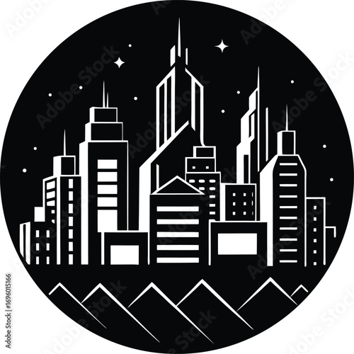 city skyline vector on transparent background 