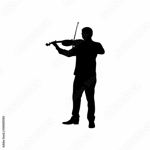 Silhouette of a violinist performing at a public event