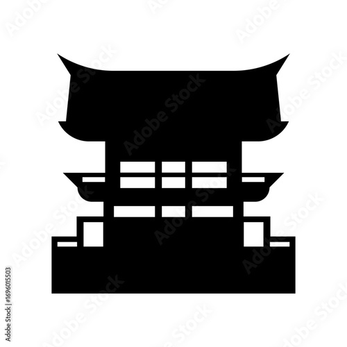 Vector illustration of shrine silhouette great for Asian temple icons and spiritual landmark decor