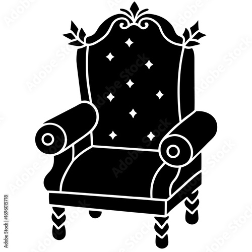 Elegant Throne Chair Silhouette Illustration for Royalty and Luxury Design Projects with Sophisticated Detailing