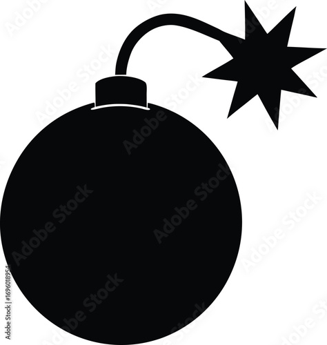 Bomb with Burning Fuse Silhouette