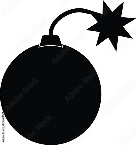 Bomb with Burning Fuse Silhouette