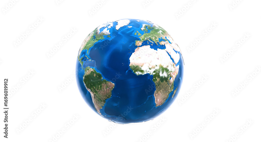 Fototapeta premium stunning 3d earth model detailed globe for global projects, isolated on transparent background