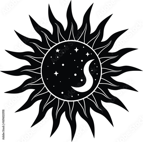 sun and flower vector on transparent background