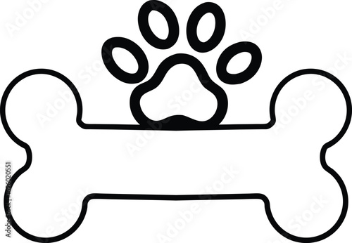 Paw Print on Bone Outline