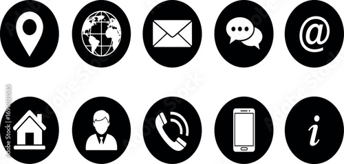 Contact information icons, vector for business card and website,