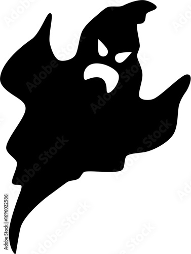 Simple Silhouette Spooky Ghost Character Floating Icon Graphic Illustration