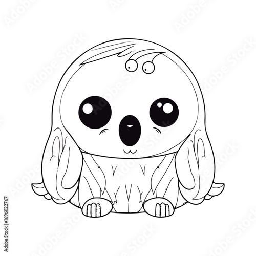 Coloring Page Of cartoon cute baby Mole kawai Coloring Book for kids.
