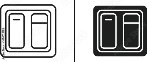 Light Switch Illustration: A minimalist illustration of a double light switch, offering a graphic representation of electrical control in either a black-and-white format.