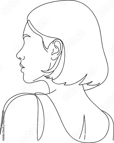 Minimalist line art of a womans profile