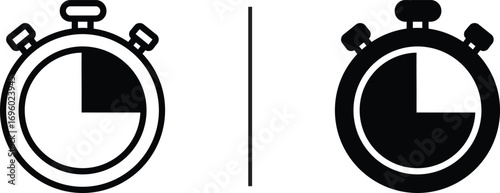 Timing Perfection: Two stylized stopwatch icons representing time management, efficiency, and the crucial moments in life and work.