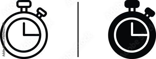 Stopwatch Icon: a visual depiction of a stopwatch. The image is clean, crisp, and easily conveys the concepts of time, precision, and measurement.