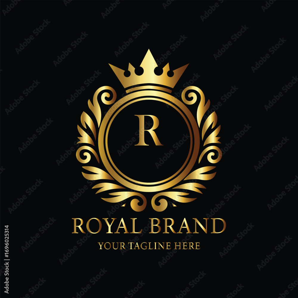 Fototapeta premium Golden Royal Brand Logo with Letter R