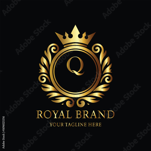 Golden Royal Brand Logo with Letter Q