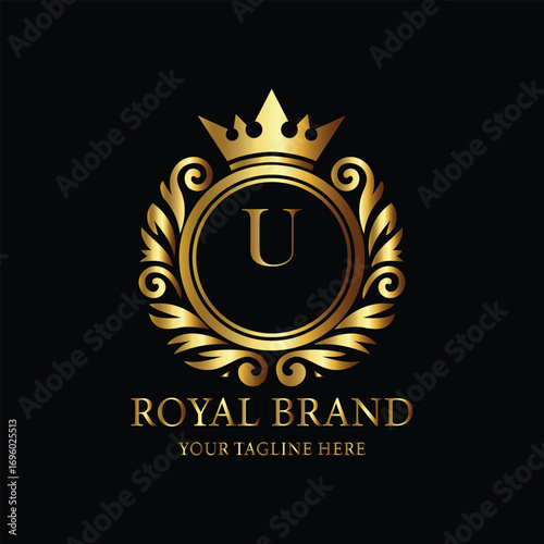 Golden Royal Brand Logo with Letter U