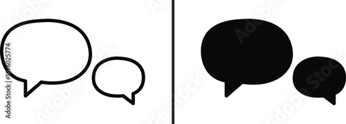 Dialogue bubbles illustration: Representing communication through two distinct speech bubble variations, perfect for illustrating dialogue, conversation, or communication concepts.