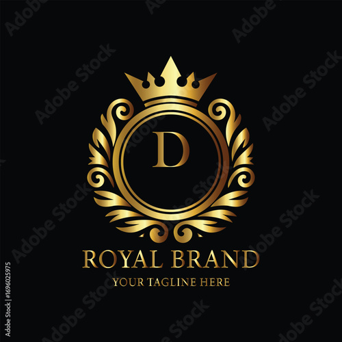 Golden Royal Emblem with Letter D and Crown