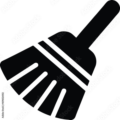 A Detailed Silhouette Vector of a Cleaning Broom with a Long Handle for Household Chores and Tidying Up Spaces Efficiently