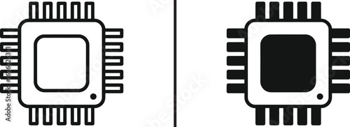 Minimalist Processor Design: A graphic illustration showcases a microprocessor, featuring stark contrasts and a clean aesthetic to symbolize technological advancement.