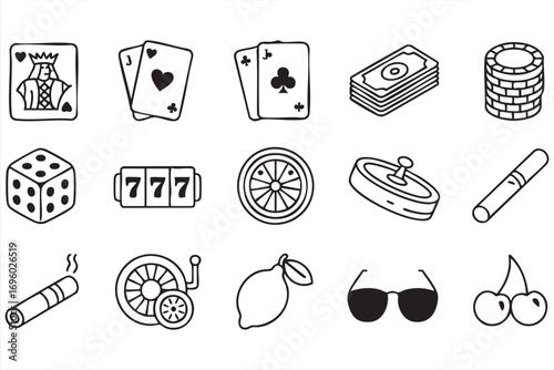 Casino Icon Set Vector Collection of Gambling and Entertainment Symbols