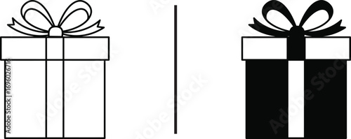 Gift Box Duo: A pair of meticulously crafted gift boxes, one a clean outline, the other a stark contrast of black and white, are displayed. It’s an ode to gift-giving in all its forms.