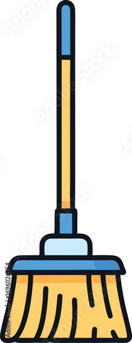 Clean floor with a simple silhouette vector of a mop and broom cleaning tool