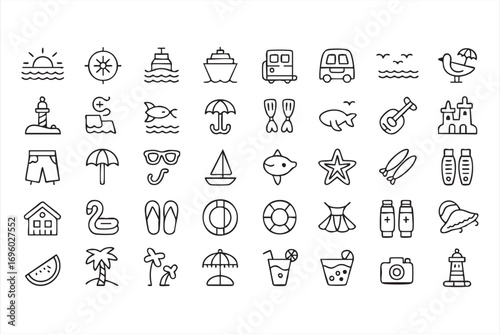 Vacation and Tourism Icon Pack for Trip and Travel Design