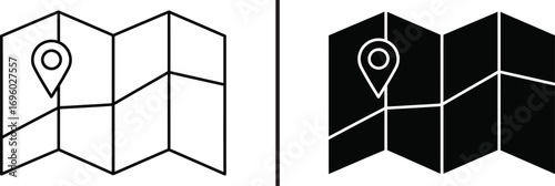 Folded Map Icon: A clean, minimalist representation of a folded map, marked with a location pin.