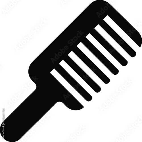 Silhouette Vector Icon Representation of a Black Comb for Hair Styling and Grooming Purposes